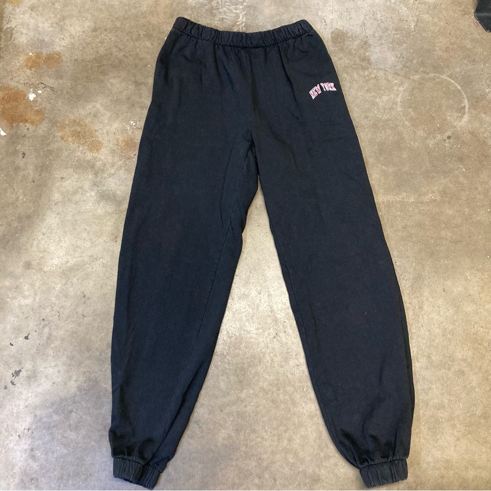 JOHN GALT Women’s Black Sweatpants “New York” graphic Y2K loungewear Size O/S